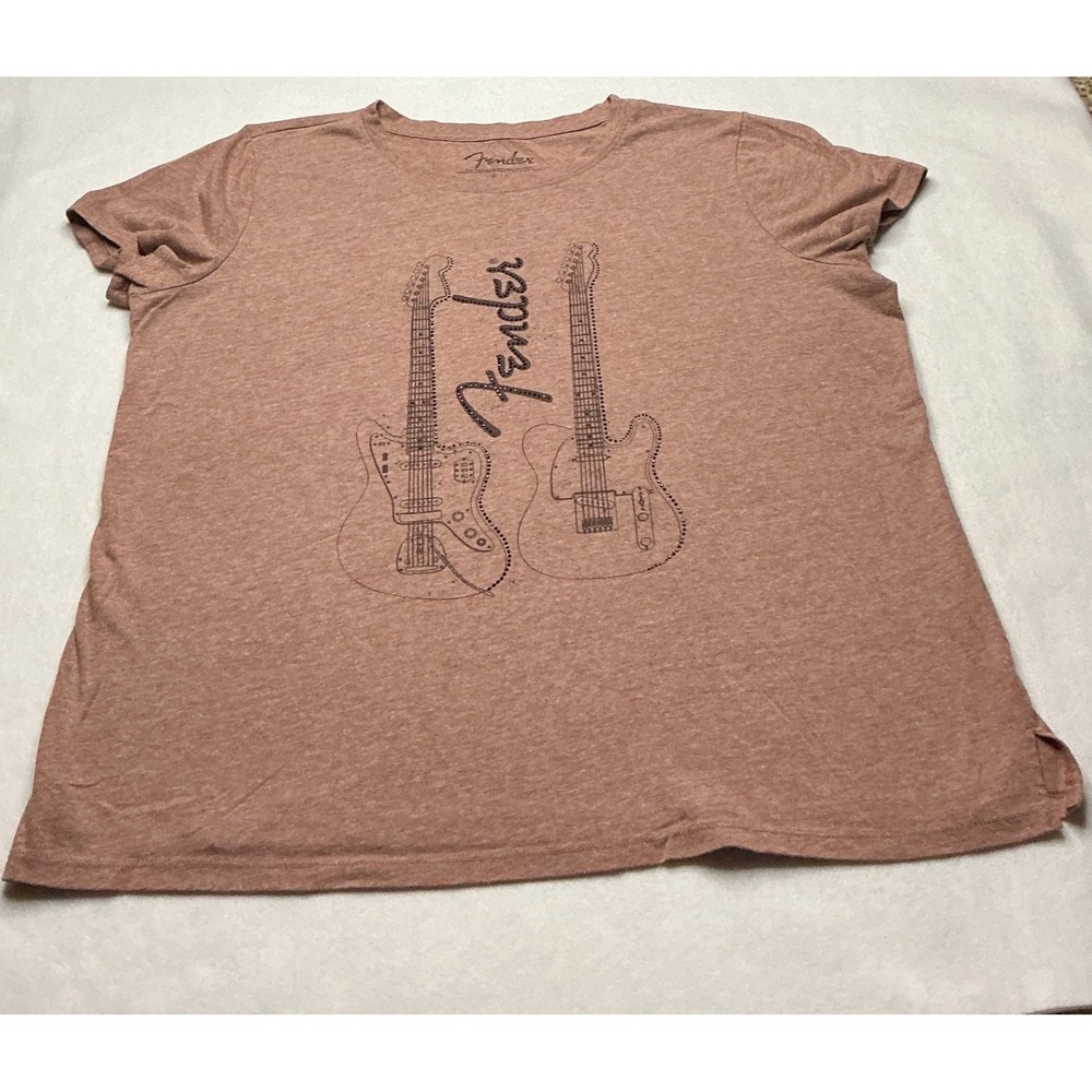 Fender Guitar Graphic T-Shirt Mauve Heather XL Short Sleeve Cotton Blend